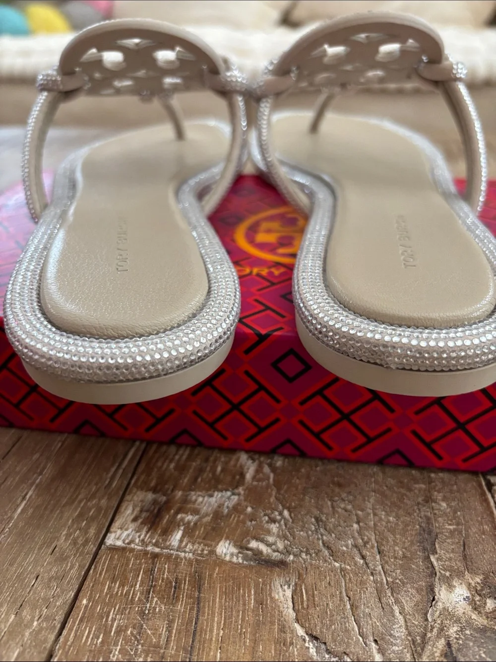 Tory Burch Miller Knotted Pave Embellished Crystal/Suede w/dustbag NIB - Picture 5 of 14